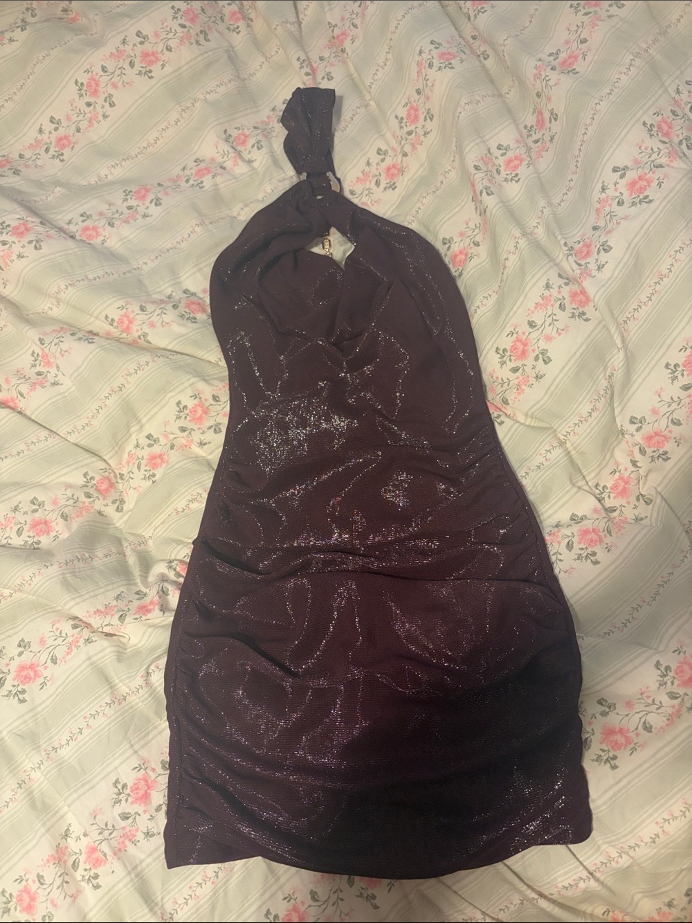 Windsor Halter Sparkle Mini Dress open back